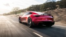 Tesla Roadster rear side on road