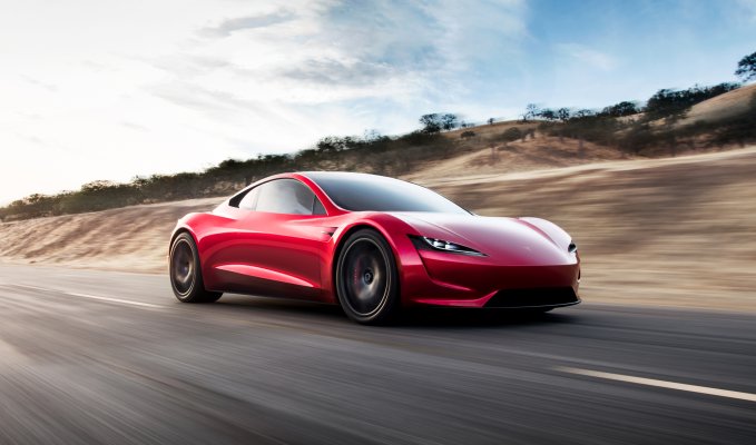 Tesla Roadster front side view